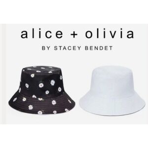 Alice Olivia Black Daisy Reversible Bucket Hat